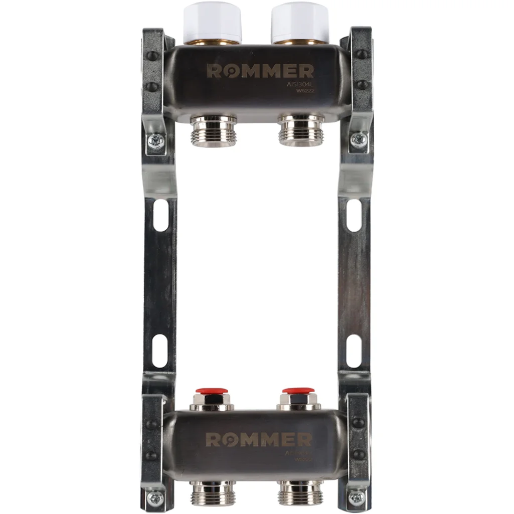 ROMMER RMS-3200-000002 ROMMER Коллектор из нержавеющей стали без расходомеров 2 вых. ROMMER RMS-3200-000002 ROMMER Коллектор из нержавеющей стали без расходомеров 2 вых.
