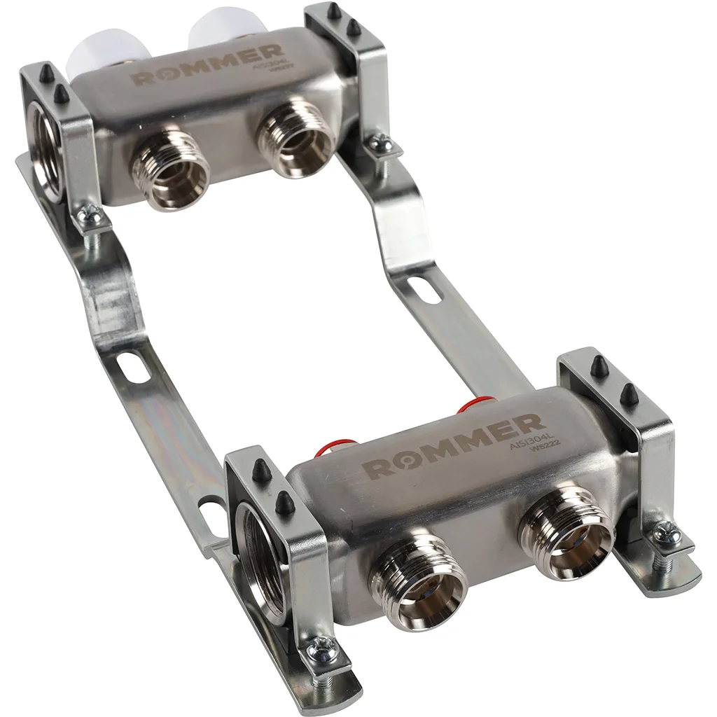 ROMMER RMS-3200-000002 ROMMER Коллектор из нержавеющей стали без расходомеров 2 вых. ROMMER RMS-3200-000002 ROMMER Коллектор из нержавеющей стали без расходомеров 2 вых.
