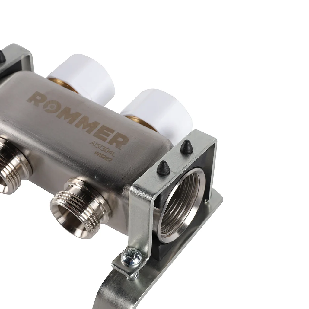 ROMMER RMS-3200-000002 ROMMER Коллектор из нержавеющей стали без расходомеров 2 вых. ROMMER RMS-3200-000002 ROMMER Коллектор из нержавеющей стали без расходомеров 2 вых.