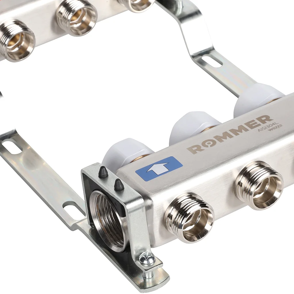 ROMMER RMS-3200-000003 ROMMER Коллектор из нержавеющей стали без расходомеров 3 вых. ROMMER RMS-3200-000003 ROMMER Коллектор из нержавеющей стали без расходомеров 3 вых.