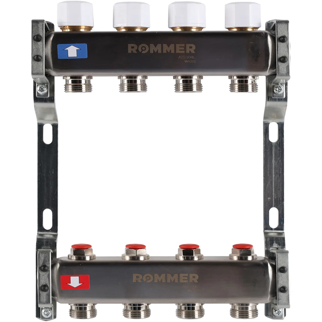 ROMMER RMS-3200-000004 ROMMER Коллектор из нержавеющей стали без расходомеров 4 вых.