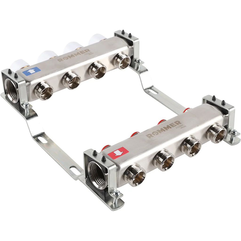 ROMMER RMS-3200-000004 ROMMER Коллектор из нержавеющей стали без расходомеров 4 вых. ROMMER RMS-3200-000004 ROMMER Коллектор из нержавеющей стали без расходомеров 4 вых.