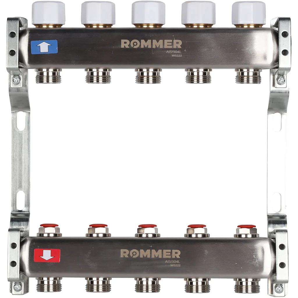 ROMMER RMS-3200-000005 ROMMER Коллектор из нержавеющей стали без расходомеров 5 вых. ROMMER RMS-3200-000005 ROMMER Коллектор из нержавеющей стали без расходомеров 5 вых.