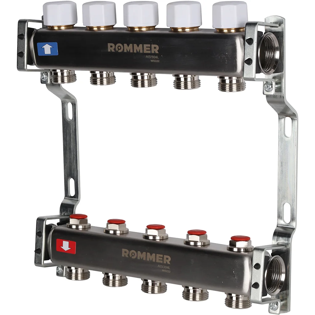 ROMMER RMS-3200-000005 ROMMER Коллектор из нержавеющей стали без расходомеров 5 вых. ROMMER RMS-3200-000005 ROMMER Коллектор из нержавеющей стали без расходомеров 5 вых.