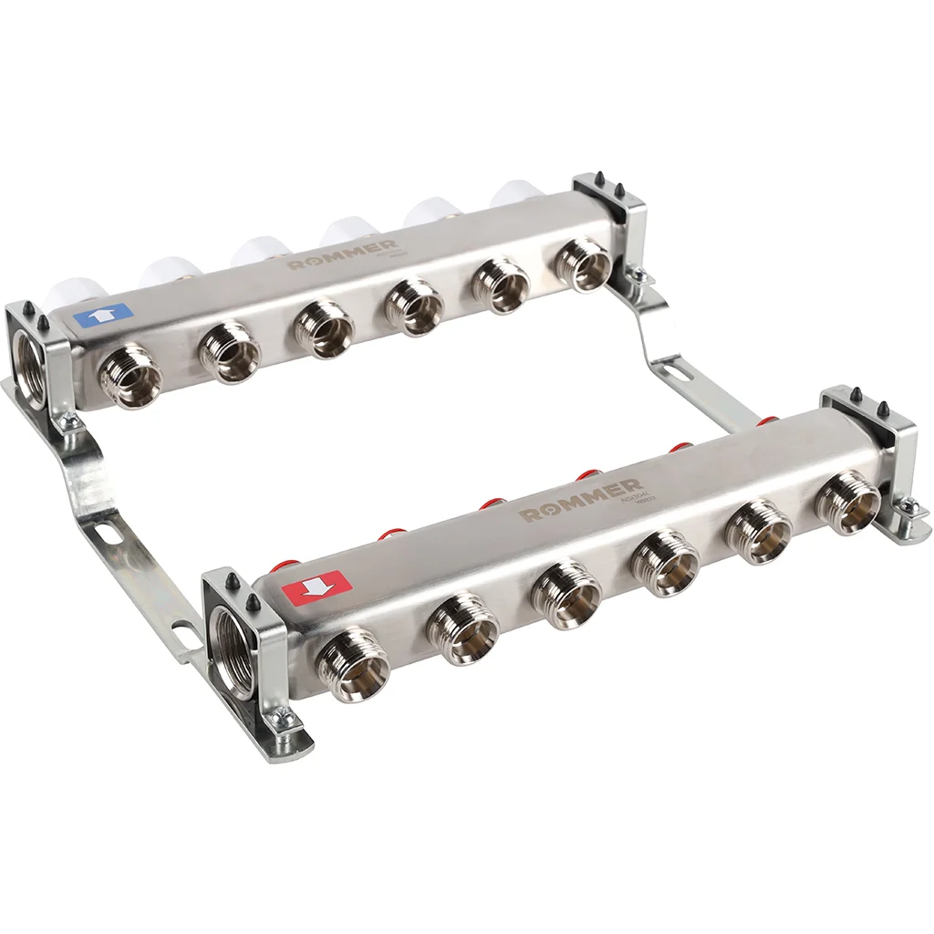 ROMMER RMS-3200-000006 ROMMER Коллектор из нержавеющей стали без расходомеров 6 вых. ROMMER RMS-3200-000006 ROMMER Коллектор из нержавеющей стали без расходомеров 6 вых.