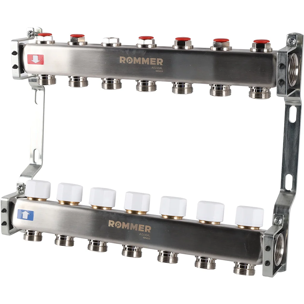 ROMMER RMS-3200-000007 ROMMER Коллектор из нержавеющей стали без расходомеров 7 вых. ROMMER RMS-3200-000007 ROMMER Коллектор из нержавеющей стали без расходомеров 7 вых.