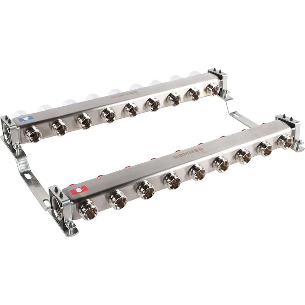 ROMMER RMS-3200-000009 ROMMER Коллектор из нержавеющей стали без расходомеров 9 вых. ROMMER RMS-3200-000009 ROMMER Коллектор из нержавеющей стали без расходомеров 9 вых.