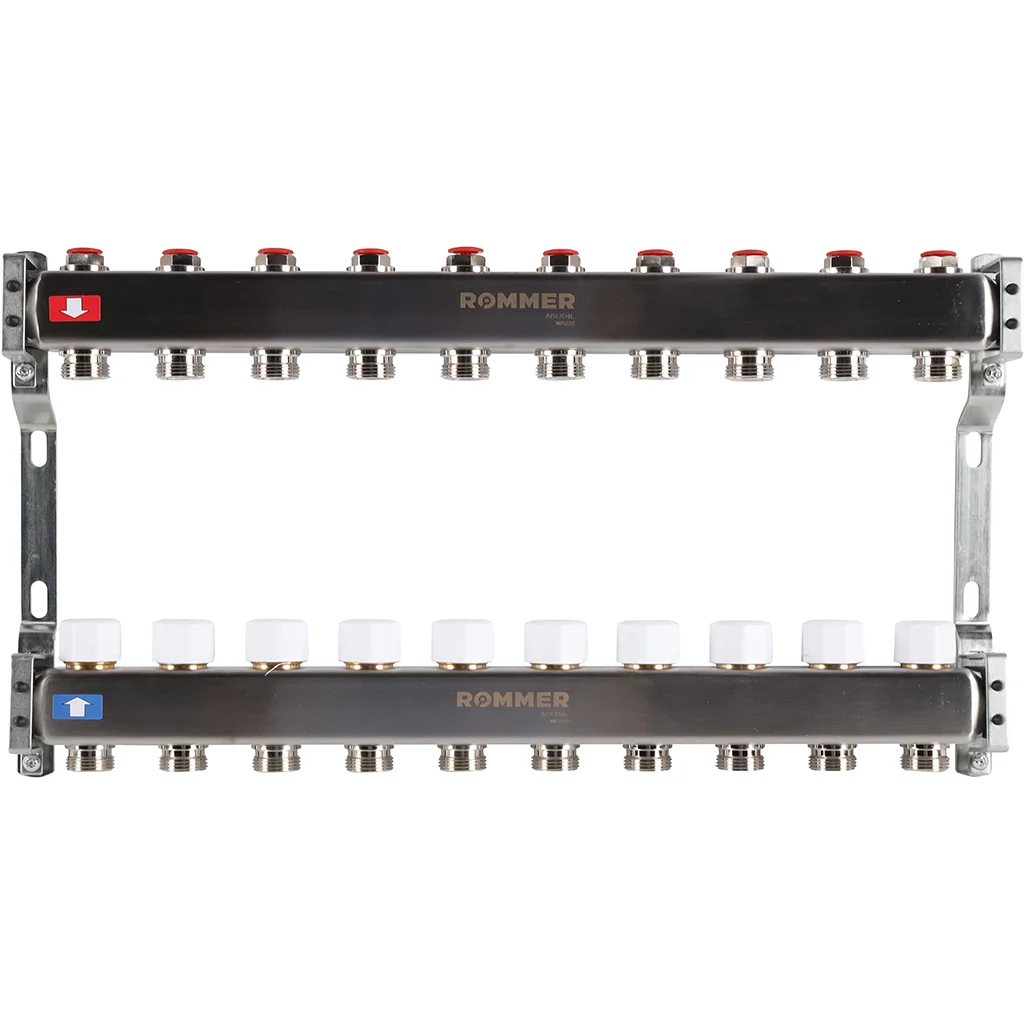 ROMMER RMS-3200-000010 ROMMER Коллектор из нержавеющей стали без расходомеров 10 вых. ROMMER RMS-3200-000010 ROMMER Коллектор из нержавеющей стали без расходомеров 10 вых.