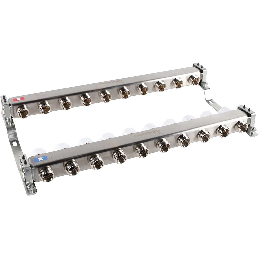 ROMMER RMS-3200-000010 ROMMER Коллектор из нержавеющей стали без расходомеров 10 вых. ROMMER RMS-3200-000010 ROMMER Коллектор из нержавеющей стали без расходомеров 10 вых.