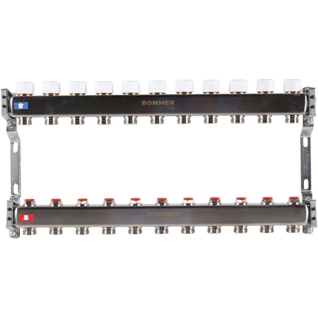 ROMMER RMS-3200-000011 ROMMER Коллектор из нержавеющей стали без расходомеров 11 вых. ROMMER RMS-3200-000011 ROMMER Коллектор из нержавеющей стали без расходомеров 11 вых.