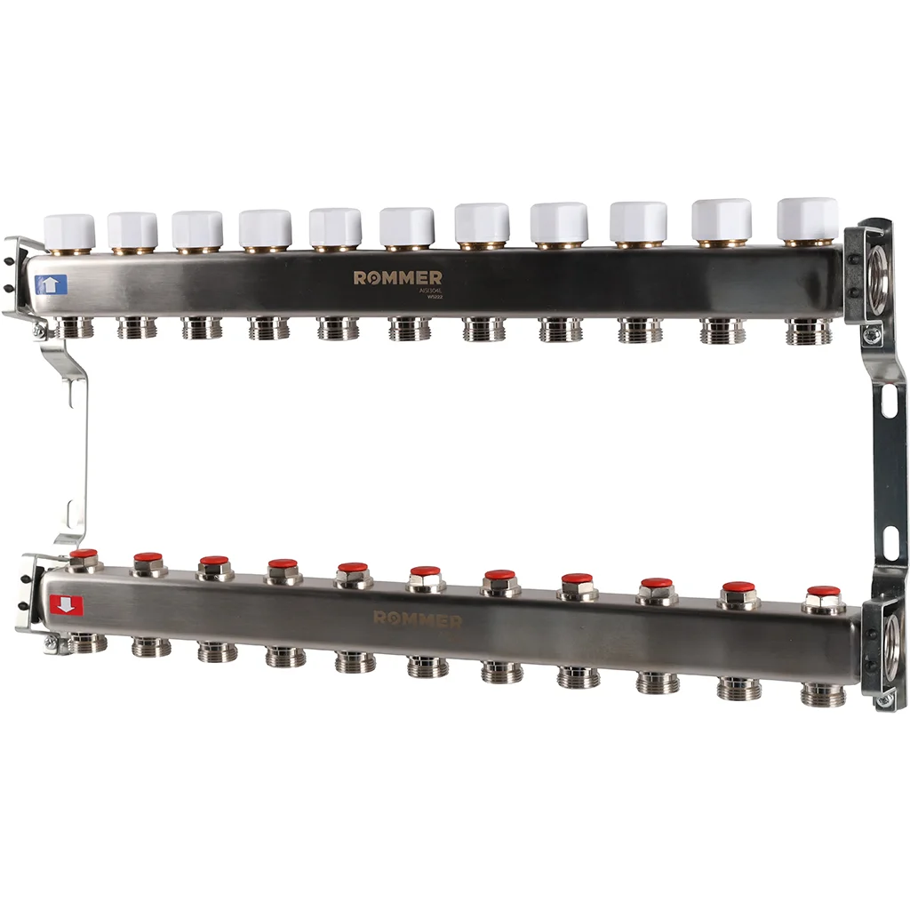 ROMMER RMS-3200-000011 ROMMER Коллектор из нержавеющей стали без расходомеров 11 вых. ROMMER RMS-3200-000011 ROMMER Коллектор из нержавеющей стали без расходомеров 11 вых.