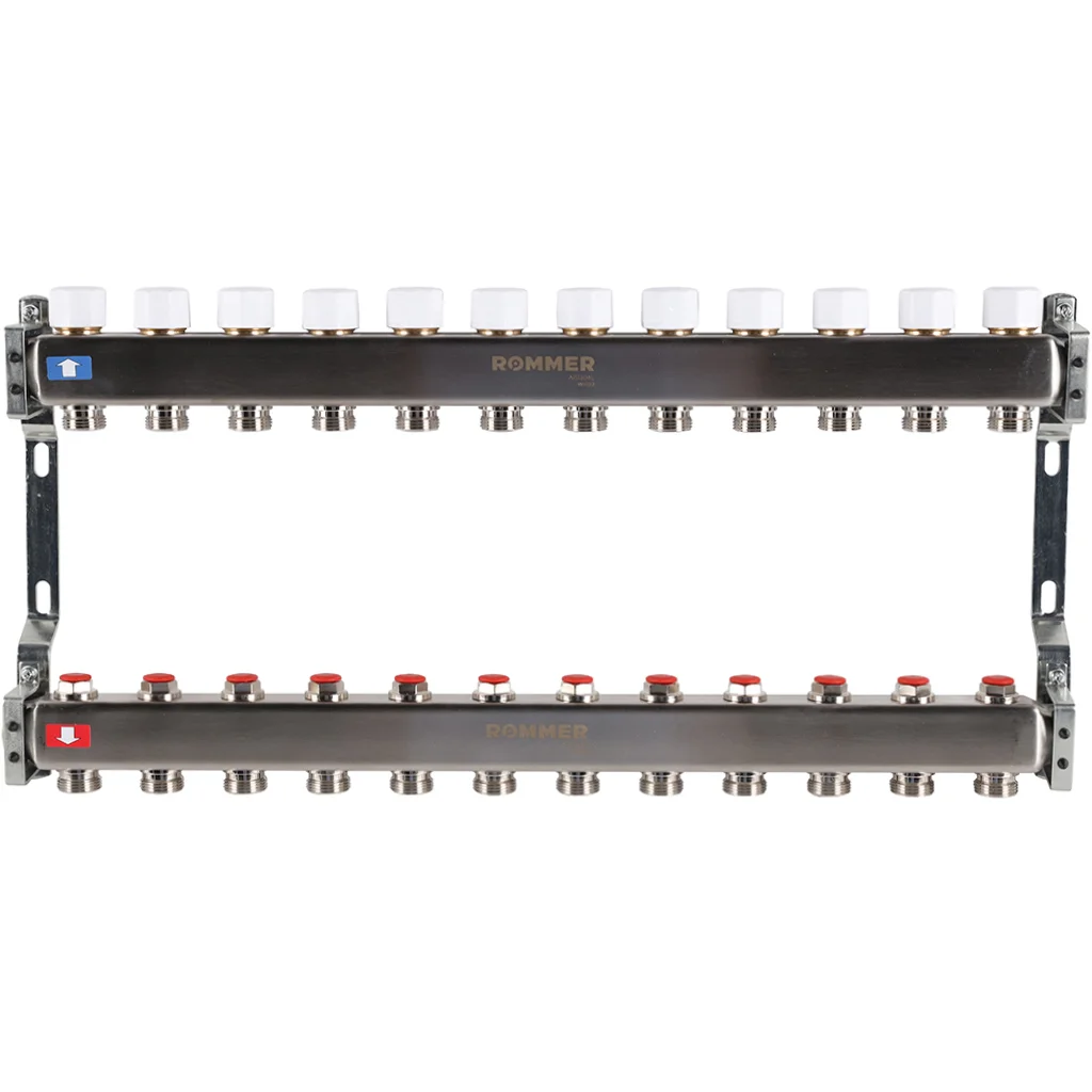 ROMMER RMS-3200-000012 ROMMER Коллектор из нержавеющей стали без расходомеров 12 вых. ROMMER RMS-3200-000012 ROMMER Коллектор из нержавеющей стали без расходомеров 12 вых.
