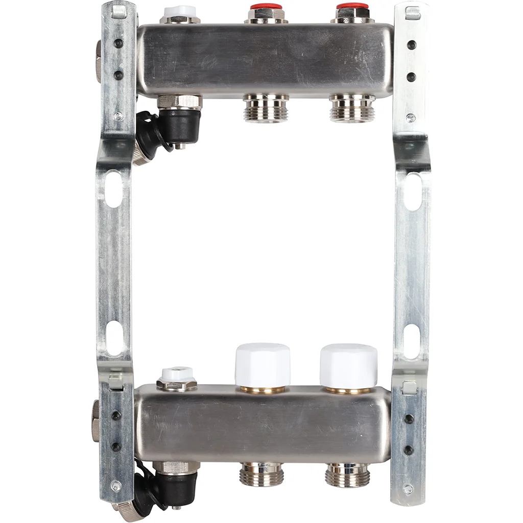 ROMMER RMS-3201-000002 ROMMER Коллектор из нержавеющей стали без расходомеров, с клапаном вып. воздуха и сливом 2 вых. ROMMER RMS-3201-000002 ROMMER Коллектор из нержавеющей стали без расходомеров, с клапаном вып. воздуха и сливом 2 вых.