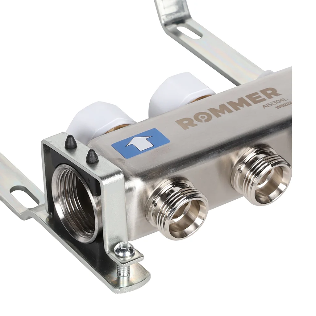 ROMMER RMS-3201-000002 ROMMER Коллектор из нержавеющей стали без расходомеров, с клапаном вып. воздуха и сливом 2 вых. ROMMER RMS-3201-000002 ROMMER Коллектор из нержавеющей стали без расходомеров, с клапаном вып. воздуха и сливом 2 вых.