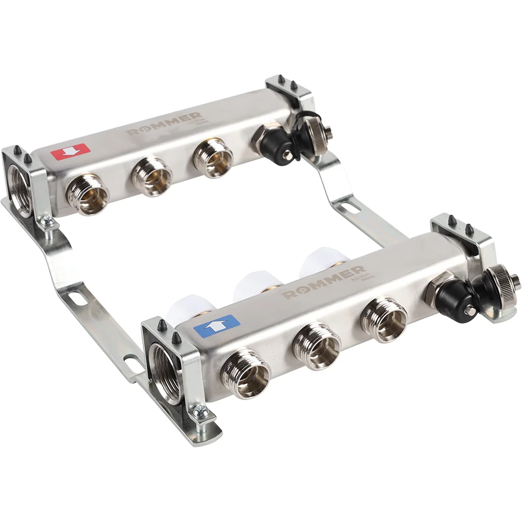 ROMMER RMS-3201-000003 ROMMER Коллектор из нержавеющей стали без расходомеров, с клапаном вып. воздуха и сливом 3 вых. ROMMER RMS-3201-000003 ROMMER Коллектор из нержавеющей стали без расходомеров, с клапаном вып. воздуха и сливом 3 вых.