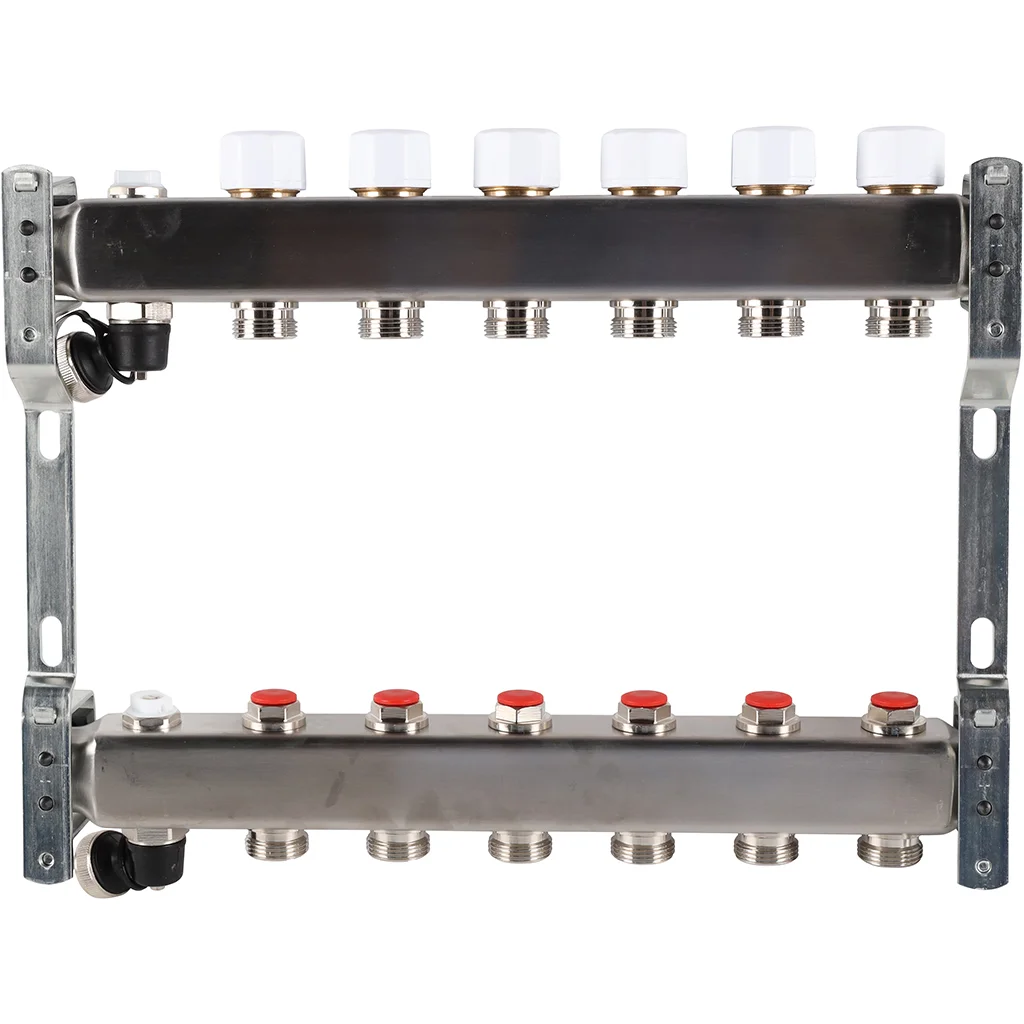 ROMMER RMS-3201-000006 ROMMER Коллектор из нержавеющей стали без расходомеров, с клапаном вып. воздуха и сливом 6 вых. ROMMER RMS-3201-000006 ROMMER Коллектор из нержавеющей стали без расходомеров, с клапаном вып. воздуха и сливом 6 вых.