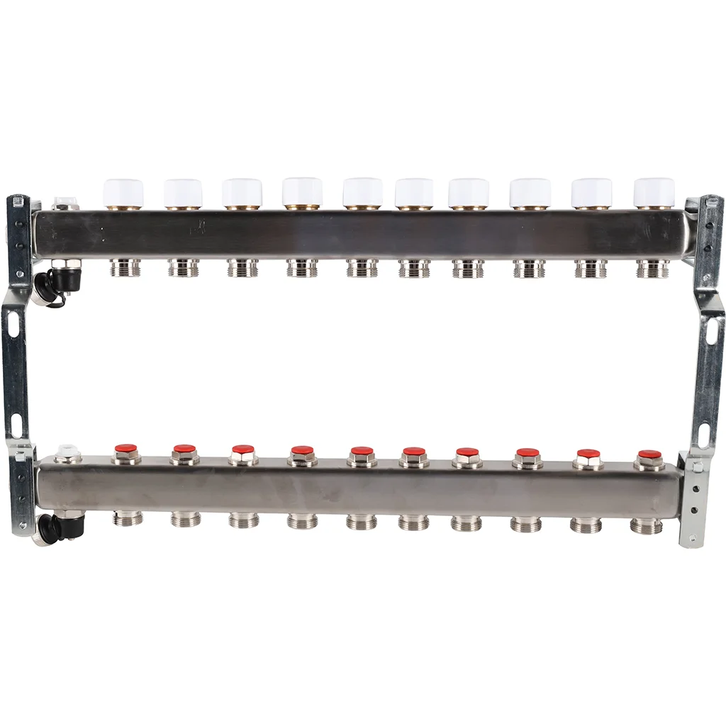 ROMMER RMS-3201-000010 ROMMER Коллектор из нержавеющей стали без расходомеров, с клапаном вып. воздуха и сливом 10 вых. ROMMER RMS-3201-000010 ROMMER Коллектор из нержавеющей стали без расходомеров, с клапаном вып. воздуха и сливом 10 вых.