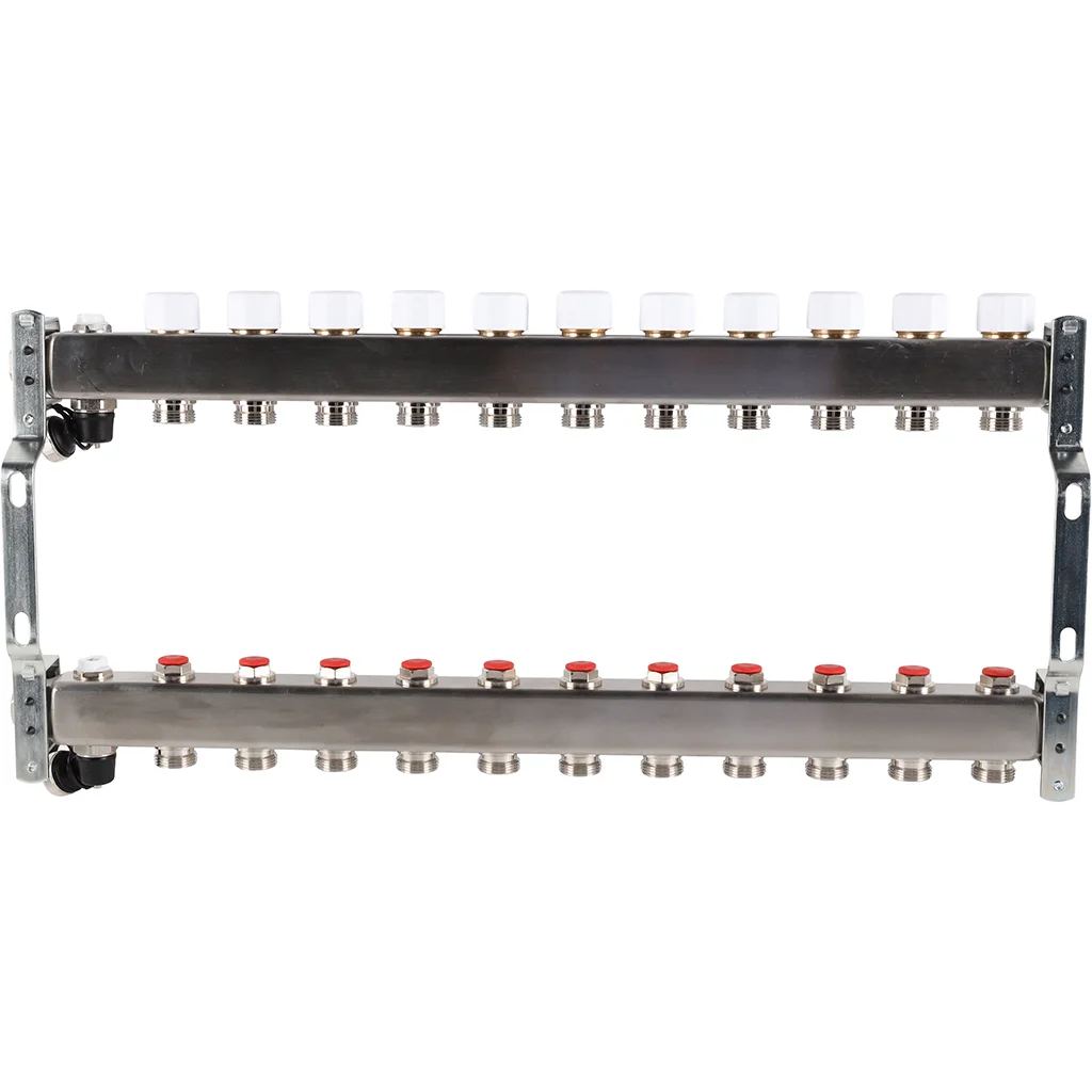 ROMMER RMS-3201-000011 ROMMER Коллектор из нержавеющей стали без расходомеров, с клапаном вып. воздуха и сливом 11 вых. ROMMER RMS-3201-000011 ROMMER Коллектор из нержавеющей стали без расходомеров, с клапаном вып. воздуха и сливом 11 вых.