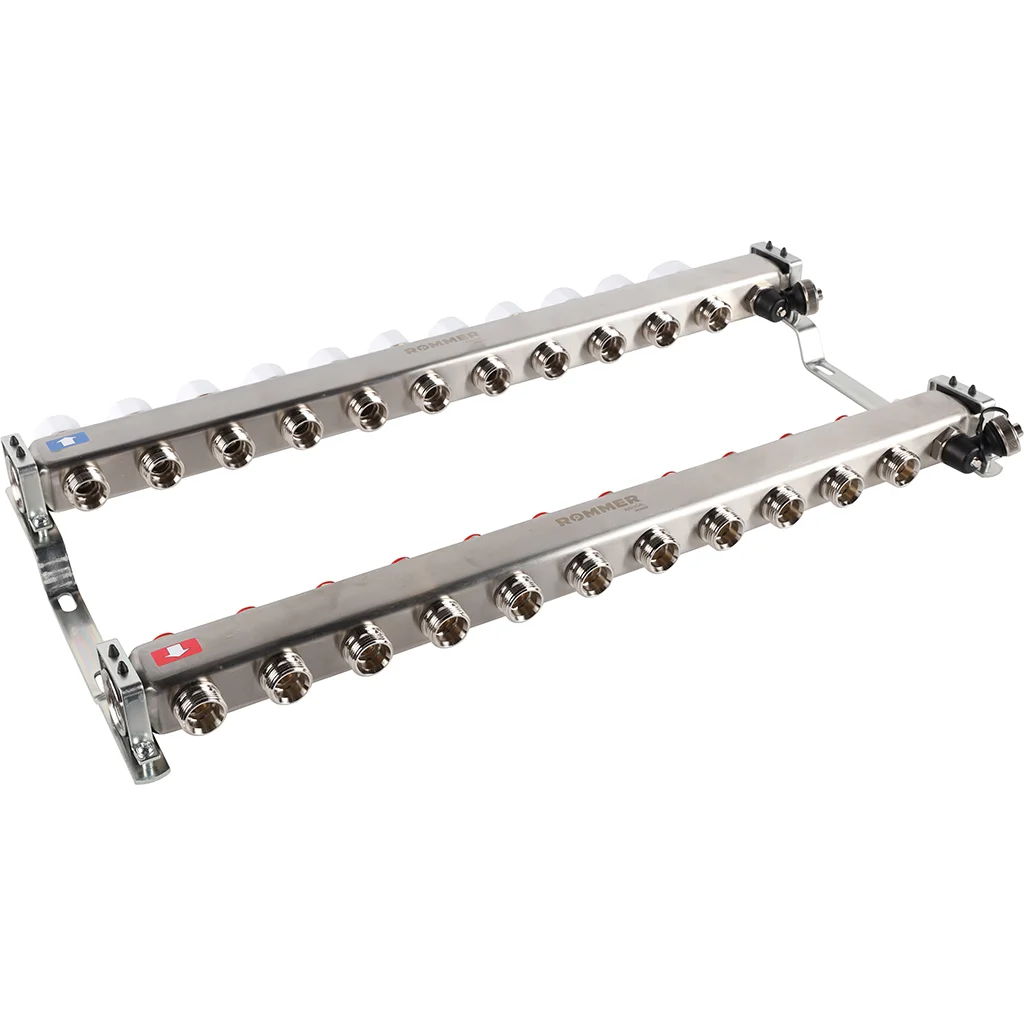 ROMMER RMS-3201-000011 ROMMER Коллектор из нержавеющей стали без расходомеров, с клапаном вып. воздуха и сливом 11 вых. ROMMER RMS-3201-000011 ROMMER Коллектор из нержавеющей стали без расходомеров, с клапаном вып. воздуха и сливом 11 вых.
