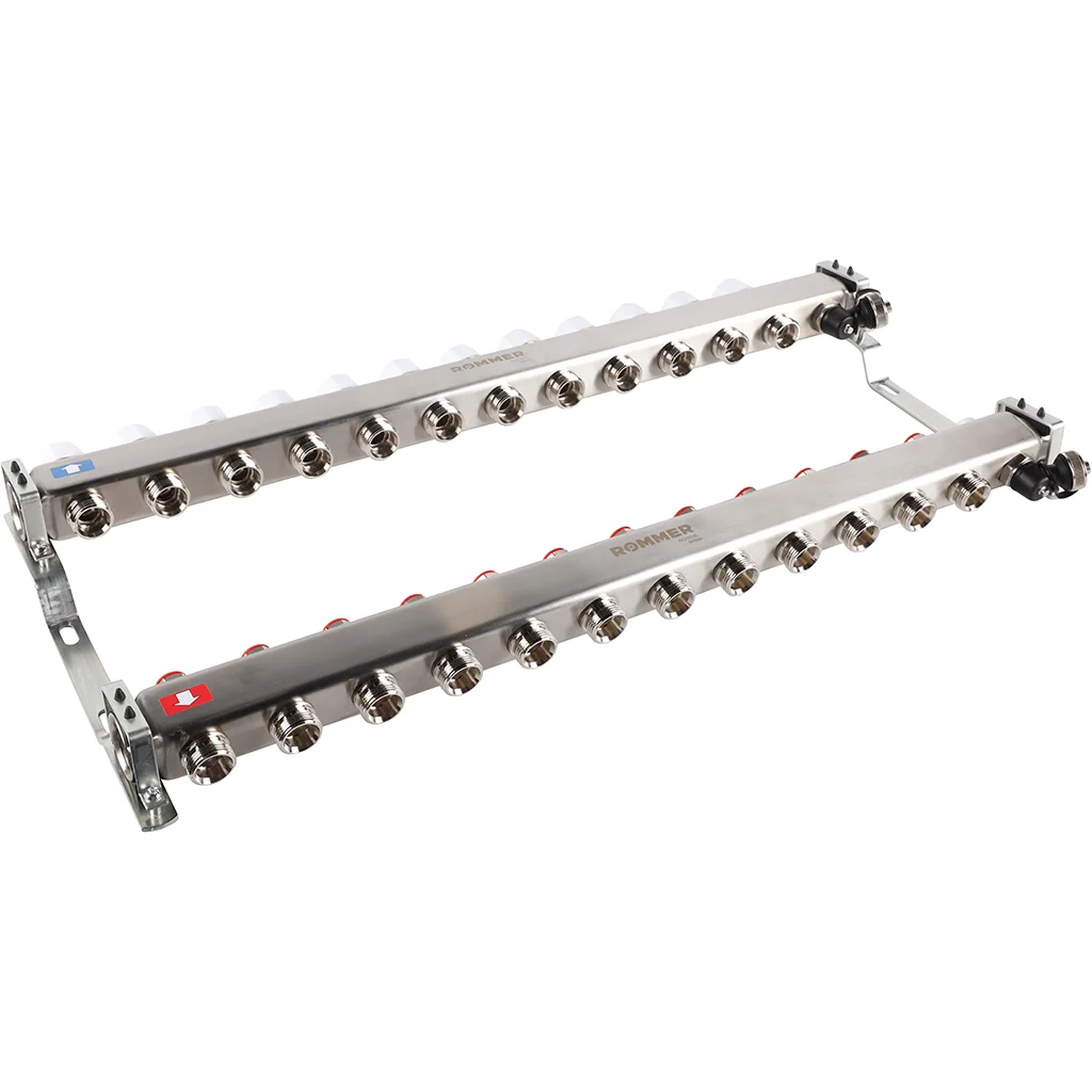 ROMMER RMS-3201-000012 ROMMER Коллектор из нержавеющей стали без расходомеров, с клапаном вып. воздуха и сливом 12 вых. ROMMER RMS-3201-000012 ROMMER Коллектор из нержавеющей стали без расходомеров, с клапаном вып. воздуха и сливом 12 вых.