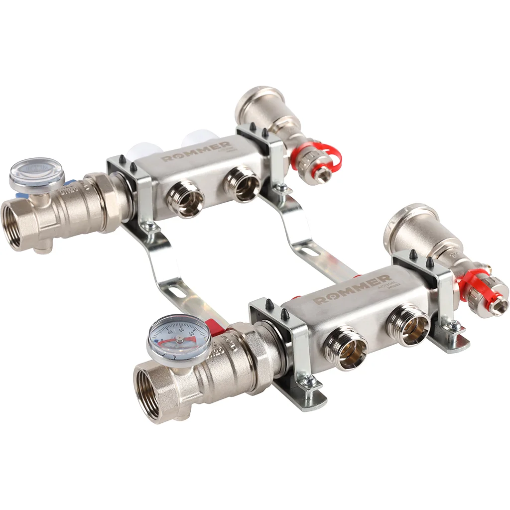 ROMMER RMS-3210-000002 ROMMER Коллектор из нержавеющей стали в сборе без расходомеров 2 вых. ROMMER RMS-3210-000002 ROMMER Коллектор из нержавеющей стали в сборе без расходомеров 2 вых.