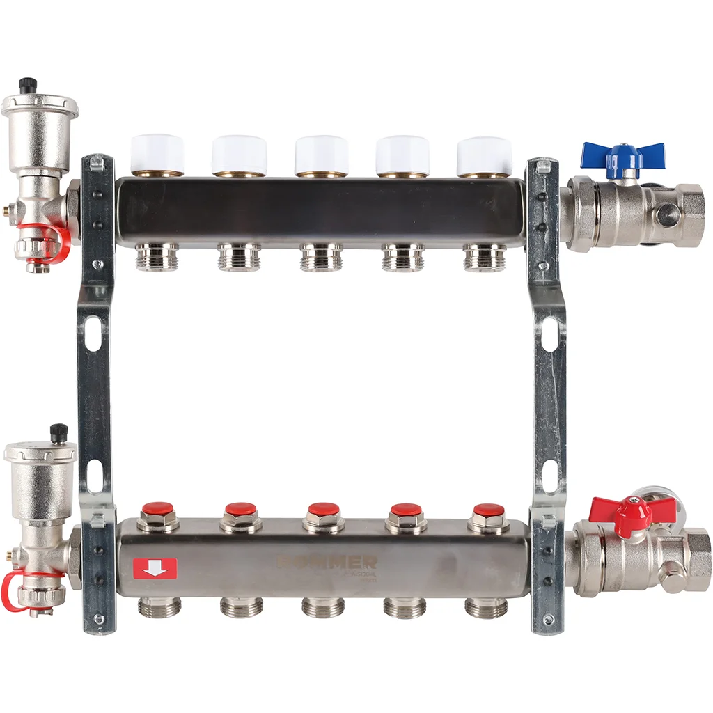 ROMMER RMS-3210-000005 ROMMER Коллектор из нержавеющей стали в сборе без расходомеров 5 вых. ROMMER RMS-3210-000005 ROMMER Коллектор из нержавеющей стали в сборе без расходомеров 5 вых.