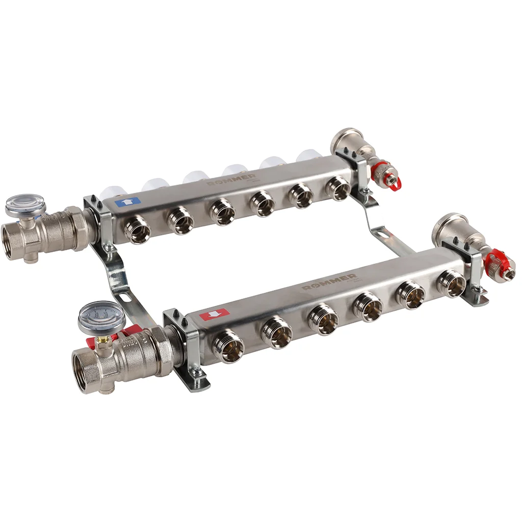 ROMMER RMS-3210-000006 ROMMER Коллектор из нержавеющей стали в сборе без расходомеров 6 вых. ROMMER RMS-3210-000006 ROMMER Коллектор из нержавеющей стали в сборе без расходомеров 6 вых.