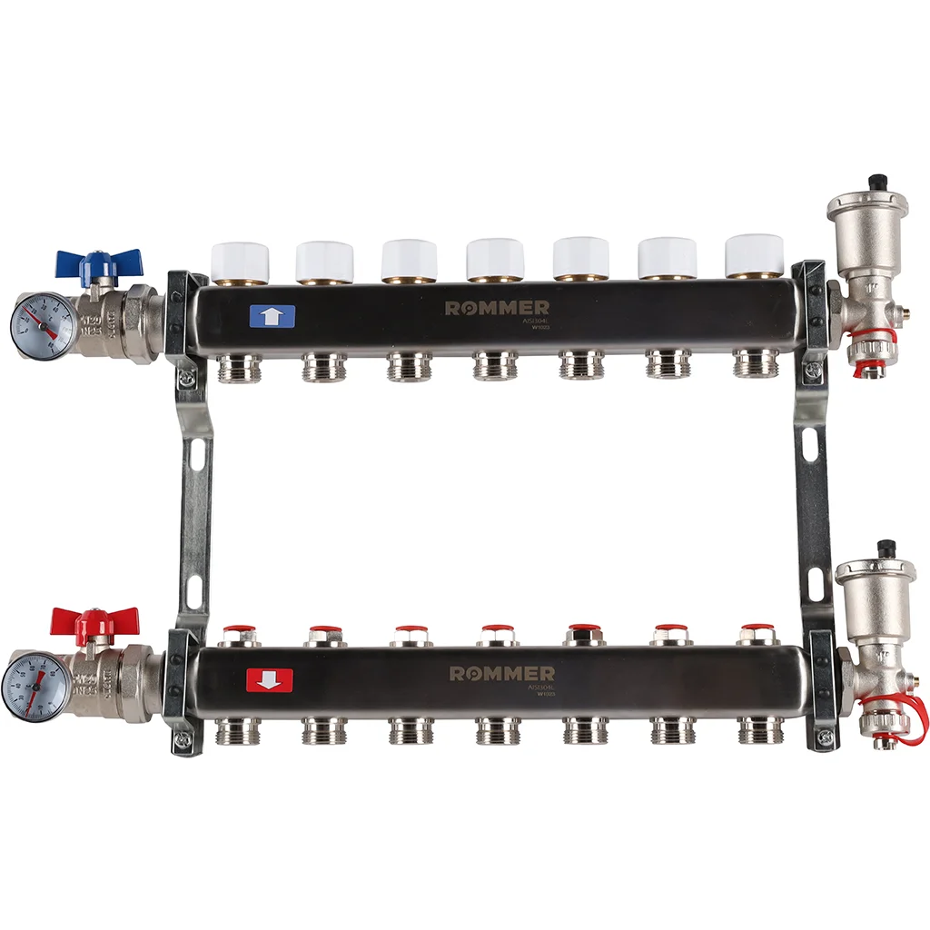 ROMMER RMS-3210-000007 ROMMER Коллектор из нержавеющей стали в сборе без расходомеров 7 вых. ROMMER RMS-3210-000007 ROMMER Коллектор из нержавеющей стали в сборе без расходомеров 7 вых.