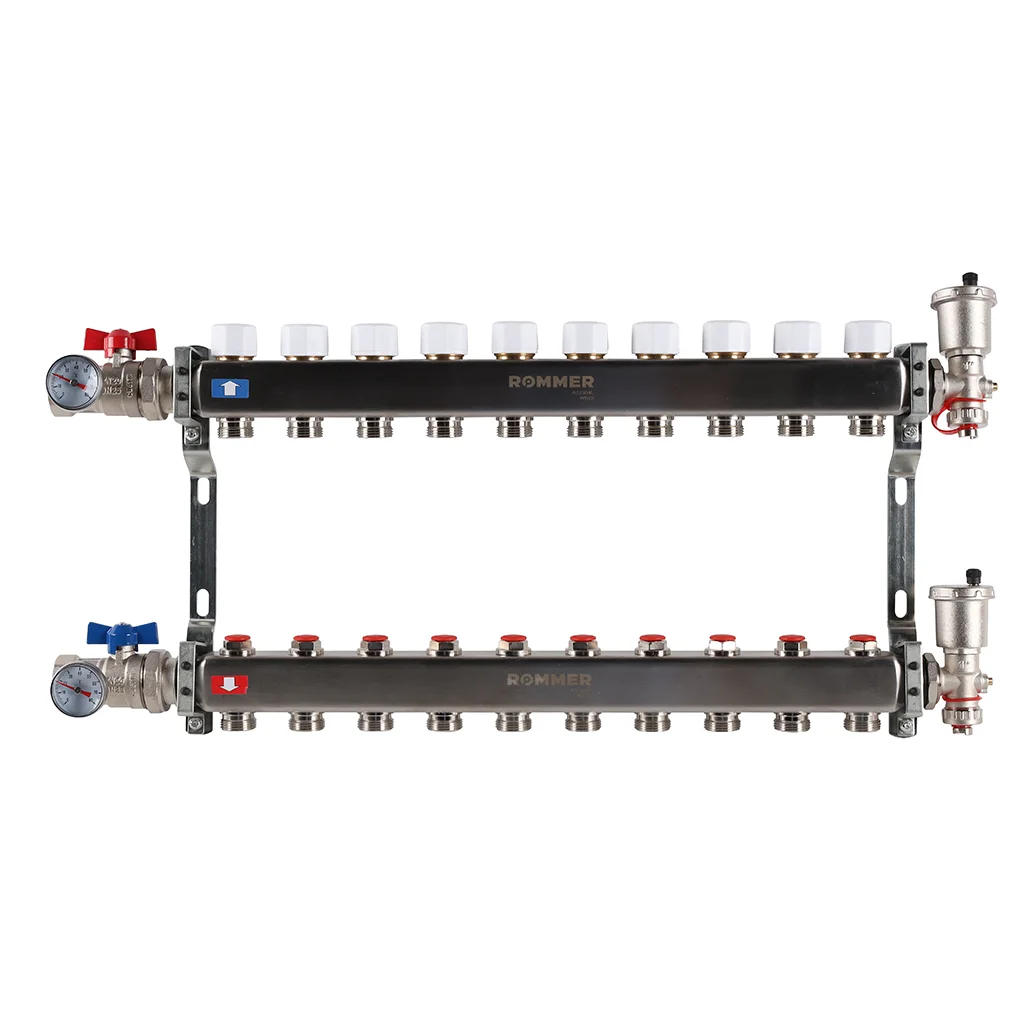 ROMMER RMS-3210-000010 ROMMER Коллектор из нержавеющей стали в сборе без расходомеров 10 вых. ROMMER RMS-3210-000010 ROMMER Коллектор из нержавеющей стали в сборе без расходомеров 10 вых.