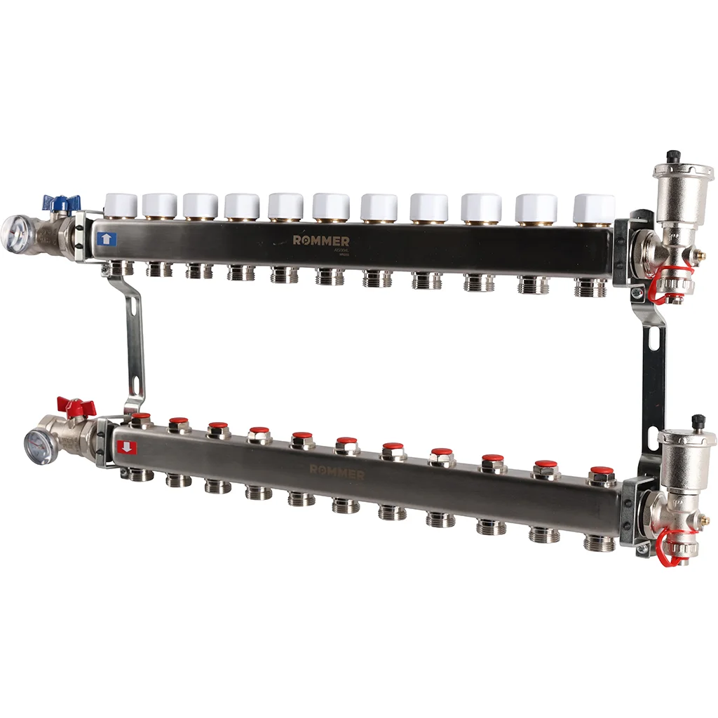 ROMMER RMS-3210-000011 ROMMER Коллектор из нержавеющей стали в сборе без расходомеров 11 вых. ROMMER RMS-3210-000011 ROMMER Коллектор из нержавеющей стали в сборе без расходомеров 11 вых.