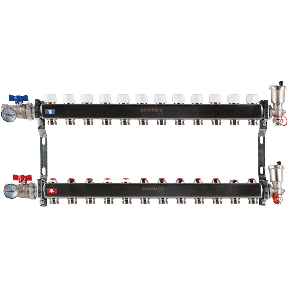 ROMMER RMS-3210-000012 ROMMER Коллектор из нержавеющей стали в сборе без расходомеров 12 вых. ROMMER RMS-3210-000012 ROMMER Коллектор из нержавеющей стали в сборе без расходомеров 12 вых.