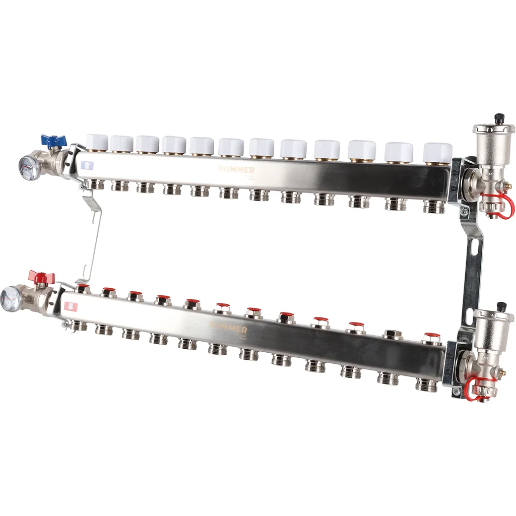 ROMMER RMS-3210-000012 ROMMER Коллектор из нержавеющей стали в сборе без расходомеров 12 вых. ROMMER RMS-3210-000012 ROMMER Коллектор из нержавеющей стали в сборе без расходомеров 12 вых.