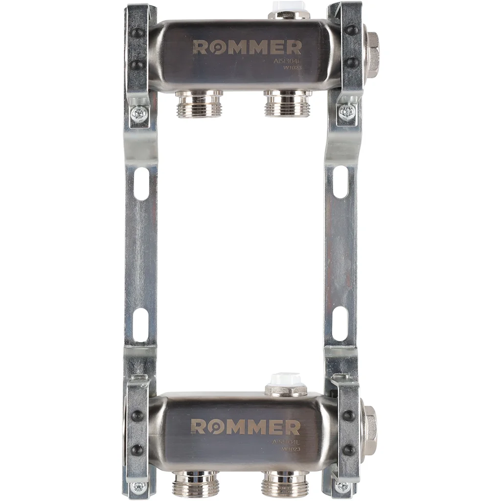 ROMMER RMS-4401-000002 ROMMER Коллектор из нержавеющей стали для радиаторной разводки 2 вых. ROMMER RMS-4401-000002 ROMMER Коллектор из нержавеющей стали для радиаторной разводки 2 вых.