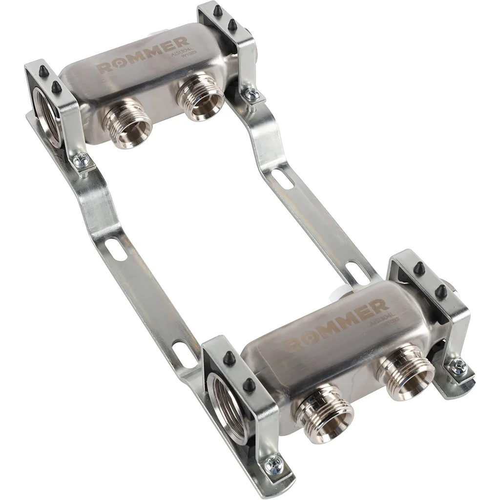 ROMMER RMS-4401-000002 ROMMER Коллектор из нержавеющей стали для радиаторной разводки 2 вых. ROMMER RMS-4401-000002 ROMMER Коллектор из нержавеющей стали для радиаторной разводки 2 вых.