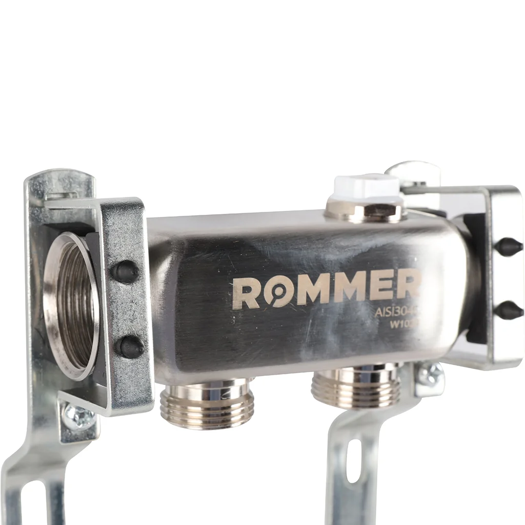 ROMMER RMS-4401-000002 ROMMER Коллектор из нержавеющей стали для радиаторной разводки 2 вых. ROMMER RMS-4401-000002 ROMMER Коллектор из нержавеющей стали для радиаторной разводки 2 вых.