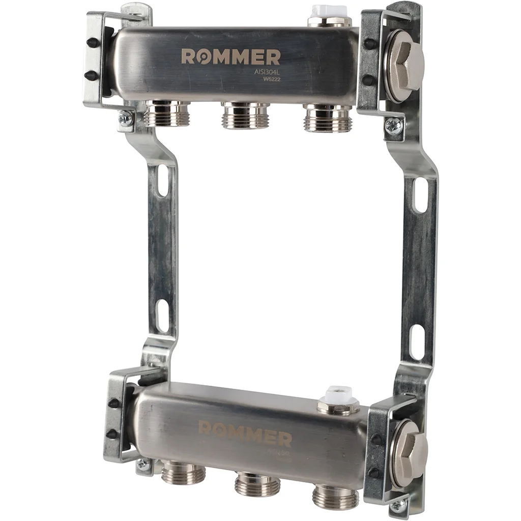 ROMMER RMS-4401-000003 ROMMER Коллектор из нержавеющей стали для радиаторной разводки 3 вых. ROMMER RMS-4401-000003 ROMMER Коллектор из нержавеющей стали для радиаторной разводки 3 вых.