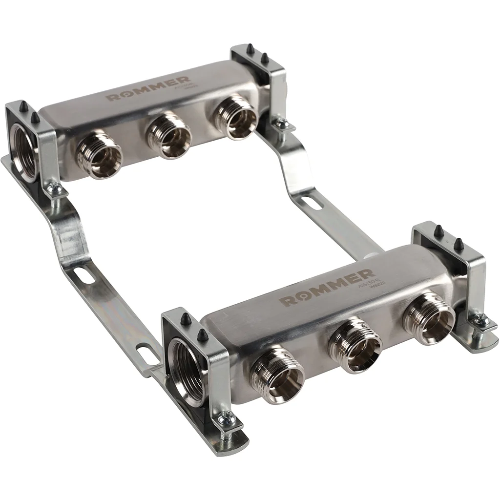 ROMMER RMS-4401-000003 ROMMER Коллектор из нержавеющей стали для радиаторной разводки 3 вых. ROMMER RMS-4401-000003 ROMMER Коллектор из нержавеющей стали для радиаторной разводки 3 вых.