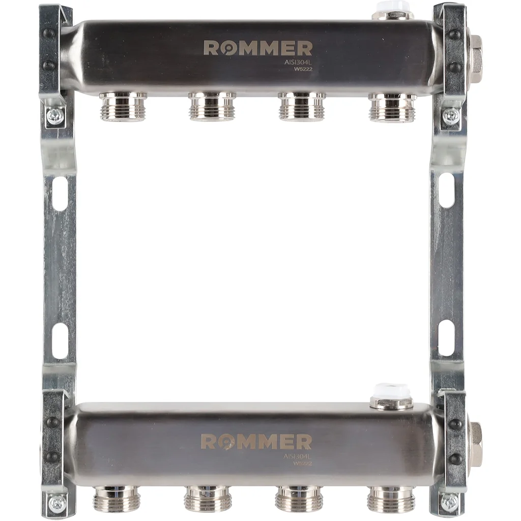 ROMMER RMS-4401-000004 ROMMER Коллектор из нержавеющей стали для радиаторной разводки 4 вых. ROMMER RMS-4401-000004 ROMMER Коллектор из нержавеющей стали для радиаторной разводки 4 вых.