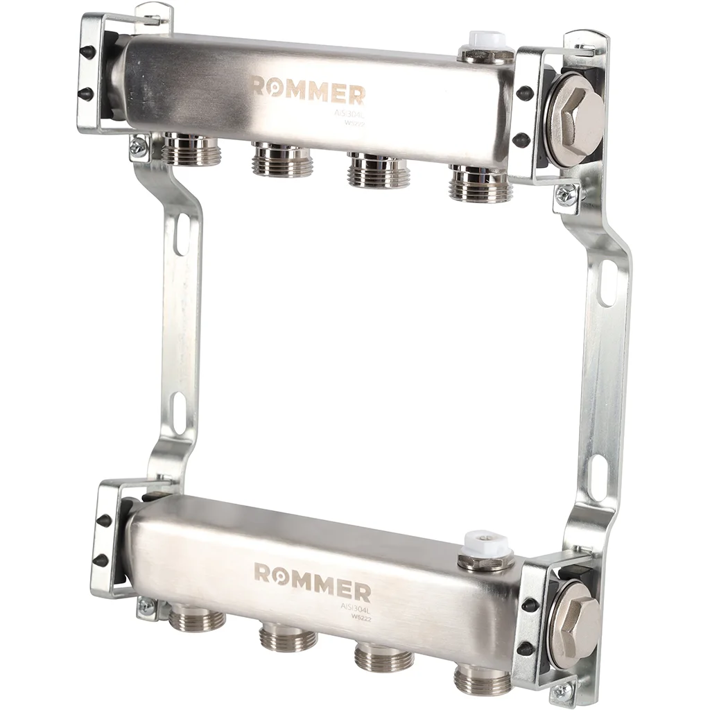 ROMMER RMS-4401-000004 ROMMER Коллектор из нержавеющей стали для радиаторной разводки 4 вых. ROMMER RMS-4401-000004 ROMMER Коллектор из нержавеющей стали для радиаторной разводки 4 вых.