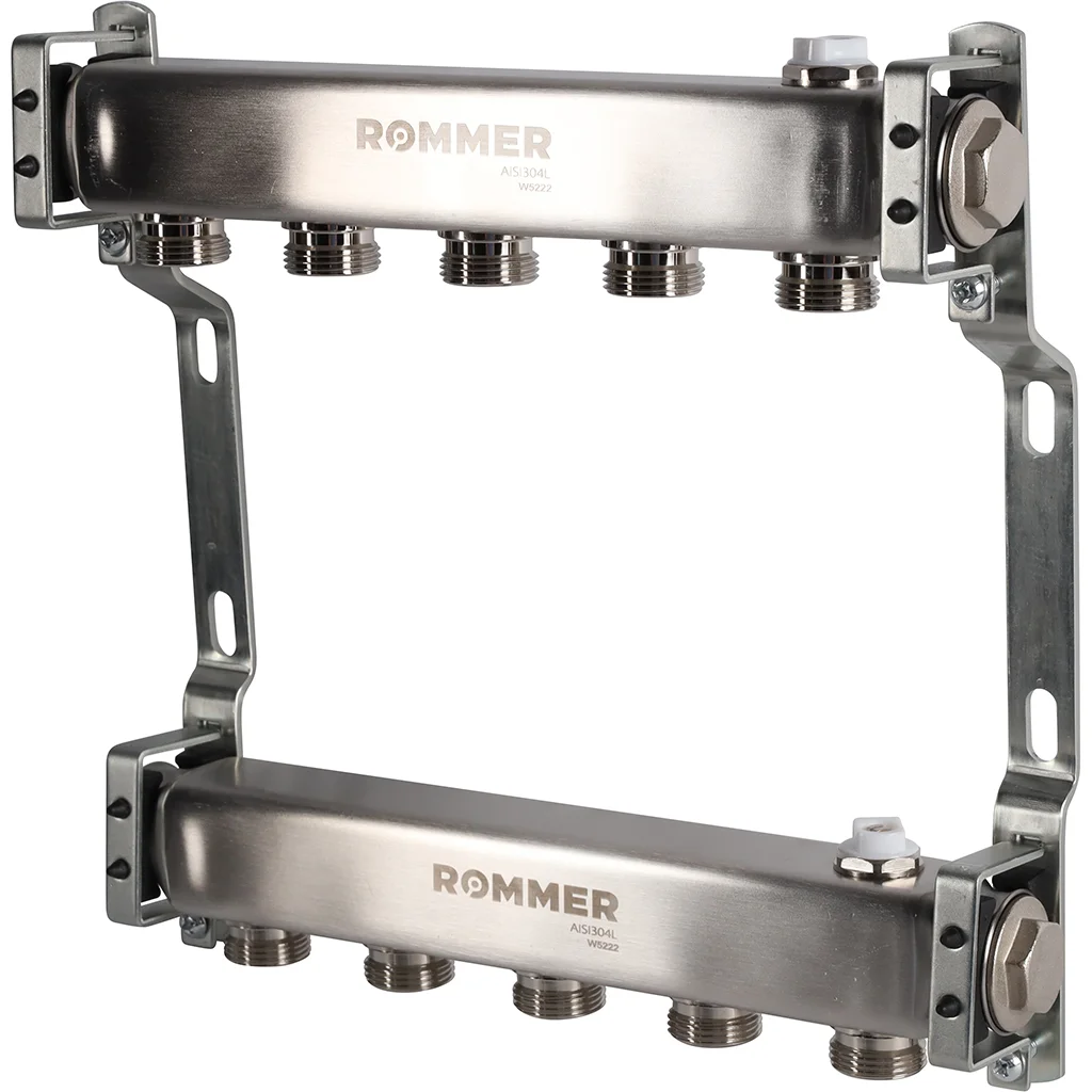 ROMMER RMS-4401-000005 ROMMER Коллектор из нержавеющей стали для радиаторной разводки 5 вых. ROMMER RMS-4401-000005 ROMMER Коллектор из нержавеющей стали для радиаторной разводки 5 вых.