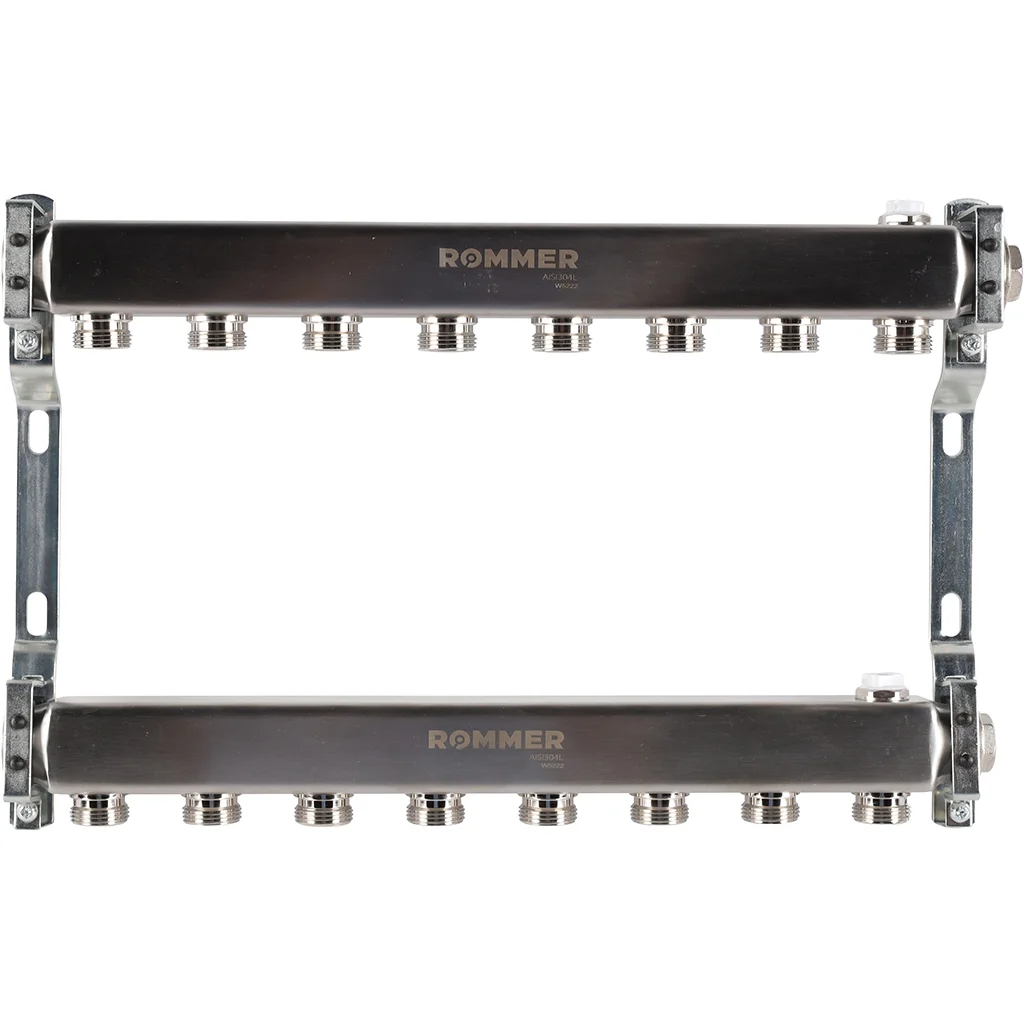 ROMMER RMS-4401-000008 ROMMER Коллектор из нержавеющей стали для радиаторной разводки 8 вых. ROMMER RMS-4401-000008 ROMMER Коллектор из нержавеющей стали для радиаторной разводки 8 вых.