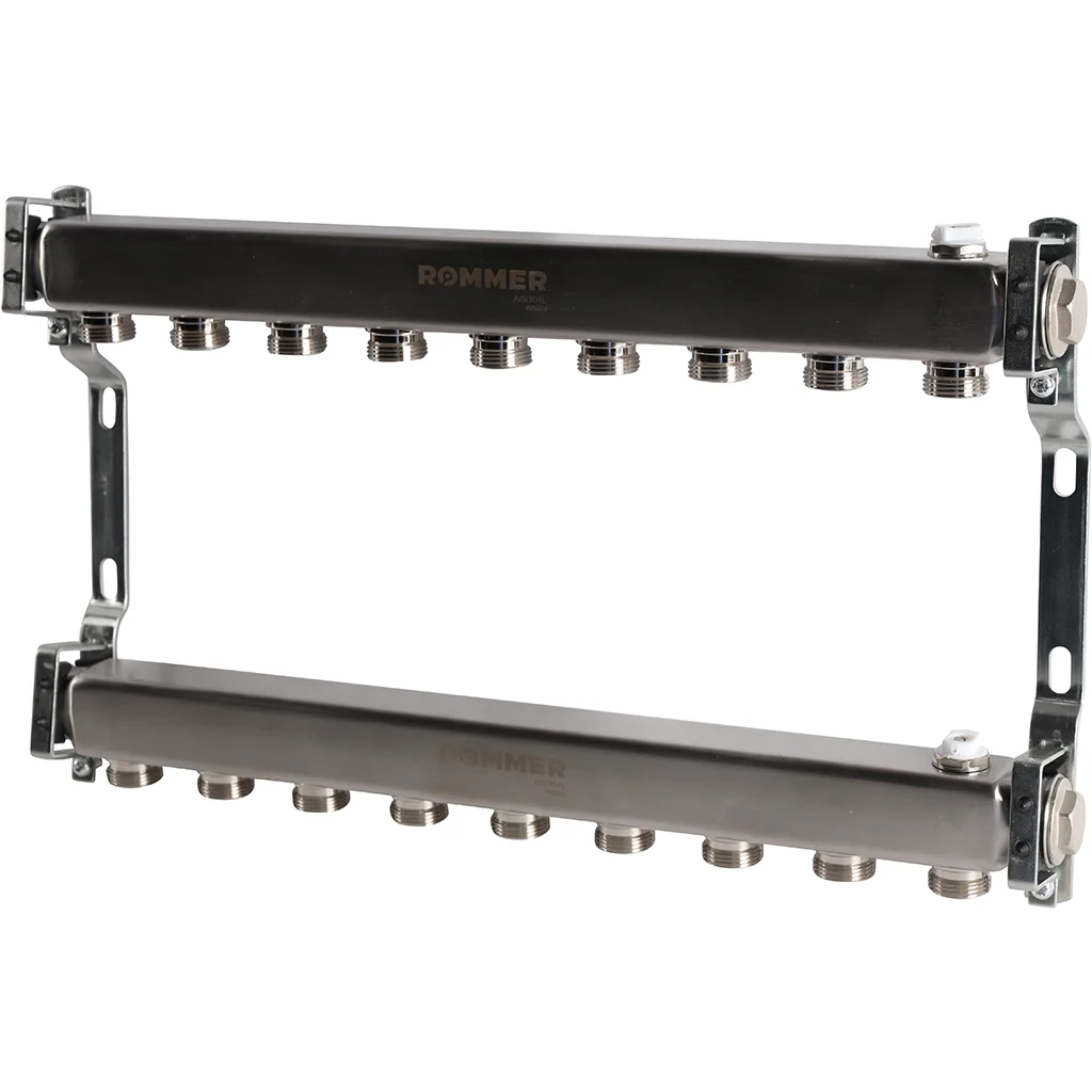 ROMMER RMS-4401-000009 ROMMER Коллектор из нержавеющей стали для радиаторной разводки 9 вых. ROMMER RMS-4401-000009 ROMMER Коллектор из нержавеющей стали для радиаторной разводки 9 вых.