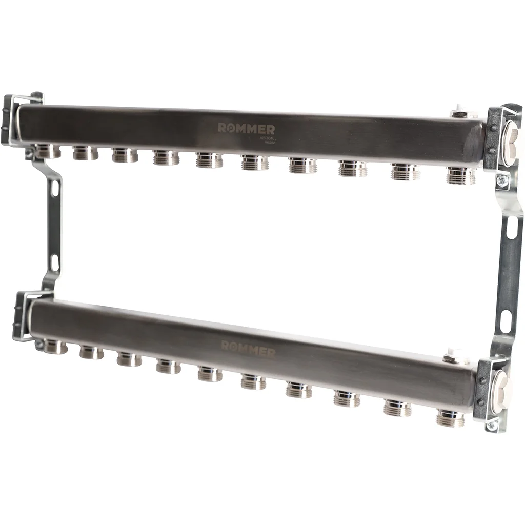 ROMMER RMS-4401-000010 ROMMER Коллектор из нержавеющей стали для радиаторной разводки 10 вых. ROMMER RMS-4401-000010 ROMMER Коллектор из нержавеющей стали для радиаторной разводки 10 вых.