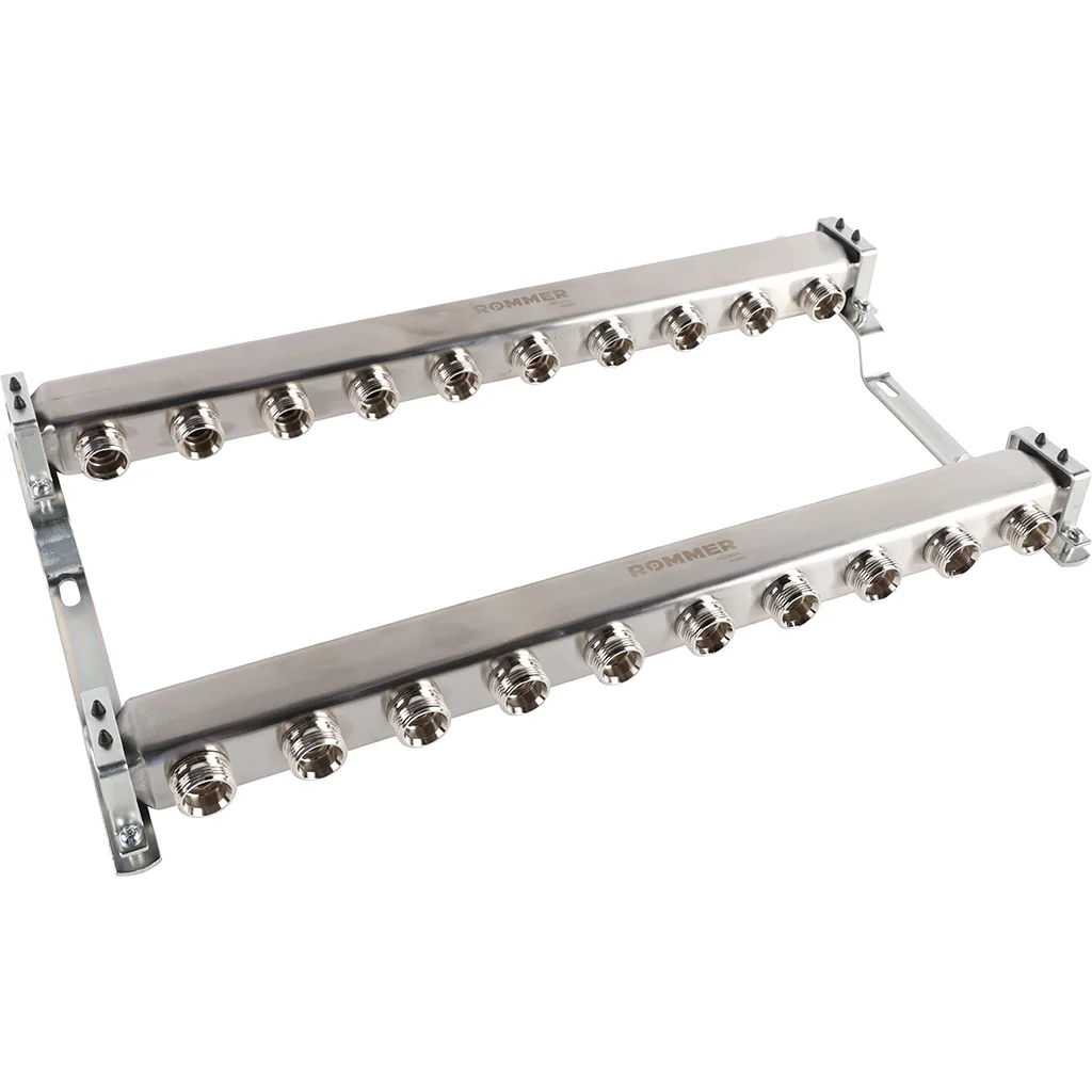 ROMMER RMS-4401-000010 ROMMER Коллектор из нержавеющей стали для радиаторной разводки 10 вых. ROMMER RMS-4401-000010 ROMMER Коллектор из нержавеющей стали для радиаторной разводки 10 вых.