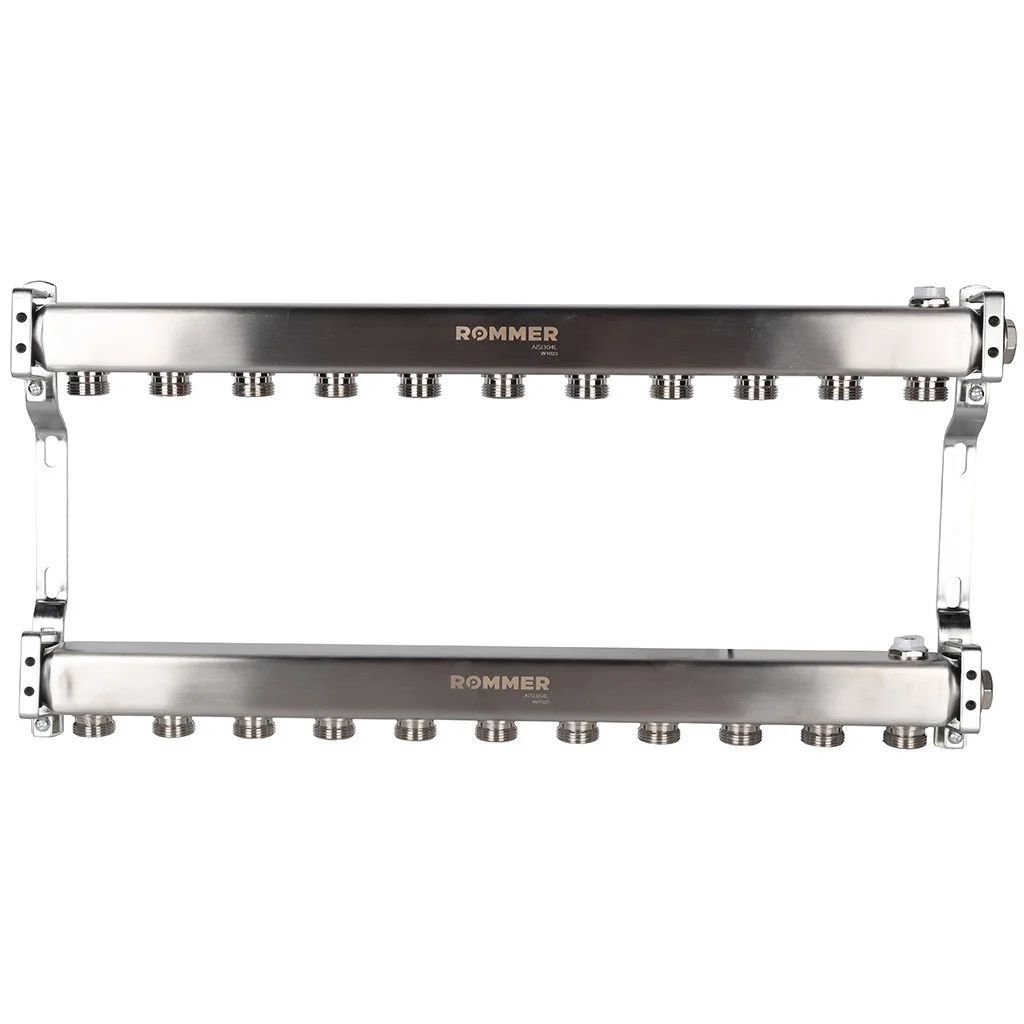 ROMMER RMS-4401-000011 ROMMER Коллектор из нержавеющей стали для радиаторной разводки 11 вых. ROMMER RMS-4401-000011 ROMMER Коллектор из нержавеющей стали для радиаторной разводки 11 вых.