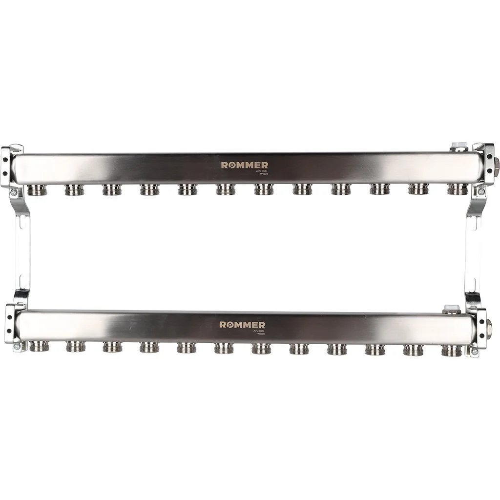 ROMMER RMS-4401-000012 ROMMER Коллектор из нержавеющей стали для радиаторной разводки 12 вых. ROMMER RMS-4401-000012 ROMMER Коллектор из нержавеющей стали для радиаторной разводки 12 вых.