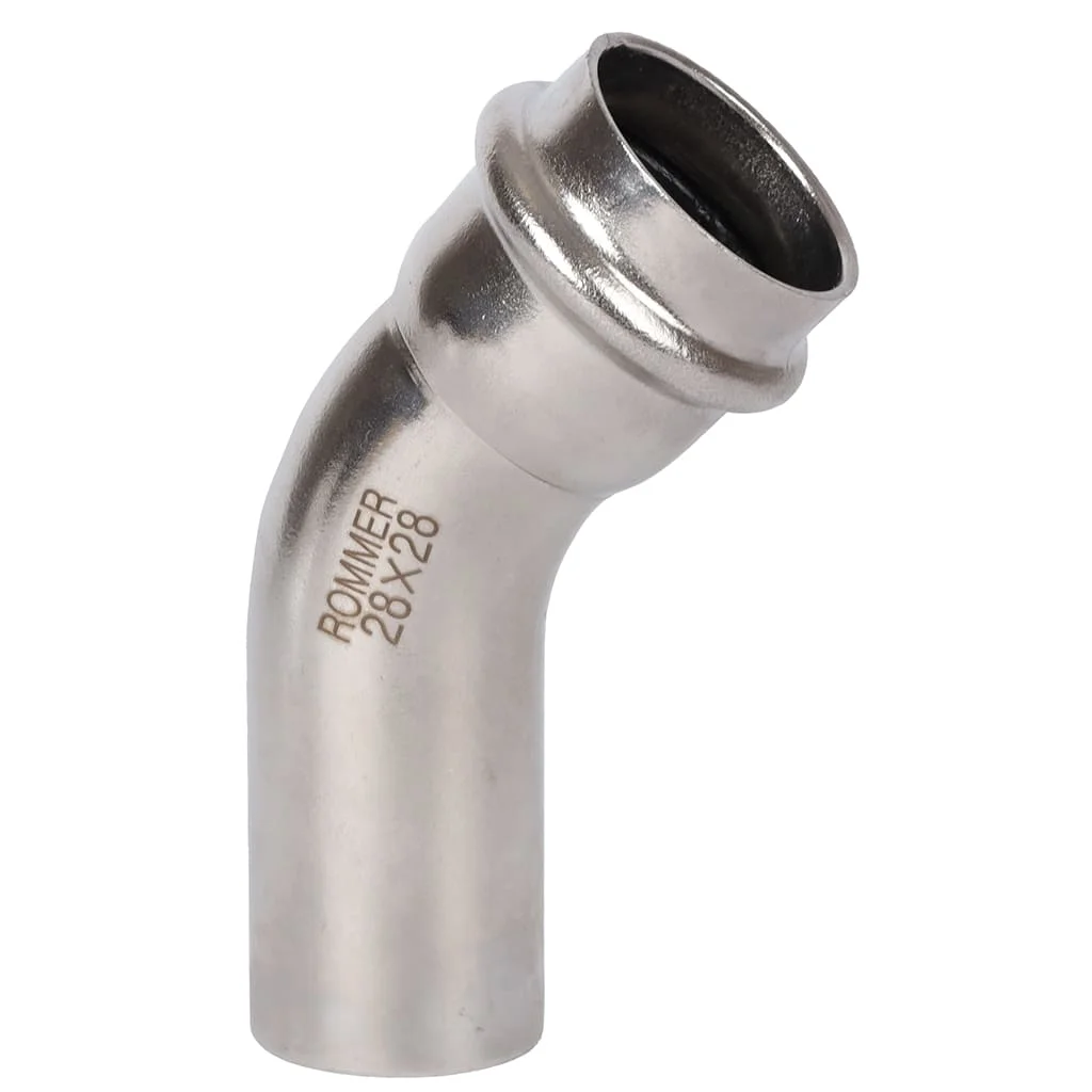ROMMER RSS-0004-000028 ROMMER Угольник однораструбный 45°-НПр, 28, из нержавеющей стали прессовой ROMMER RSS-0004-000028 ROMMER Угольник однораструбный 45°-НПр, 28, из нержавеющей стали прессовой