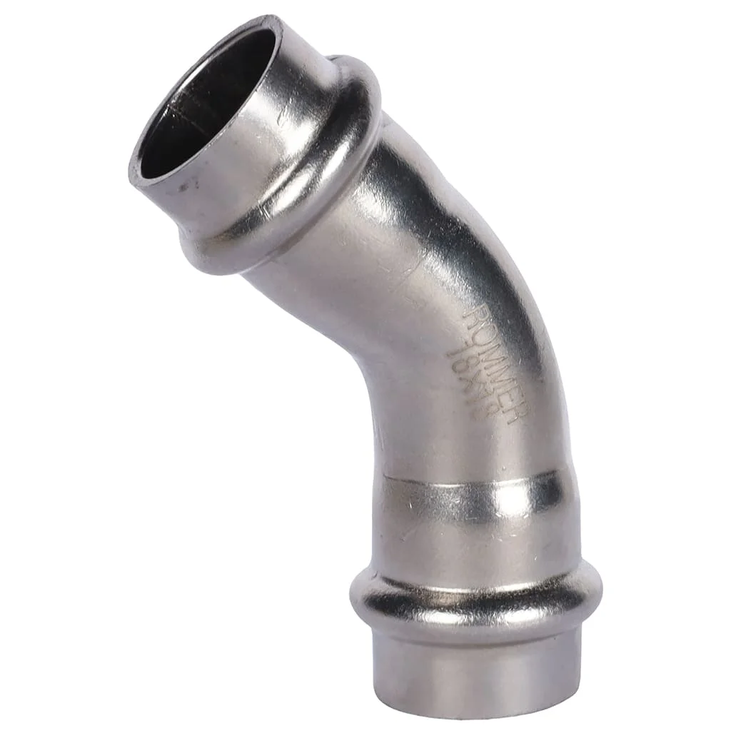 ROMMER RSS-0005-000018 ROMMER Угольник 45°-ВПр, 18, из нержавеющей стали прессовой ROMMER RSS-0005-000018 ROMMER Угольник 45°-ВПр, 18, из нержавеющей стали прессовой