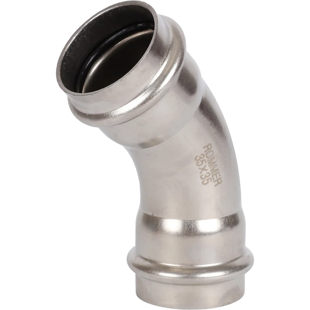 ROMMER RSS-0005-000035 ROMMER Угольник 45°-ВПр, 35, из нержавеющей стали прессовой ROMMER RSS-0005-000035 ROMMER Угольник 45°-ВПр, 35, из нержавеющей стали прессовой