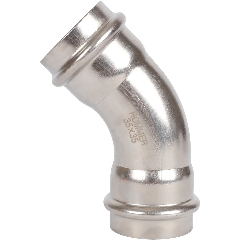 ROMMER RSS-0005-000035 ROMMER Угольник 45°-ВПр, 35, из нержавеющей стали прессовой ROMMER RSS-0005-000035 ROMMER Угольник 45°-ВПр, 35, из нержавеющей стали прессовой
